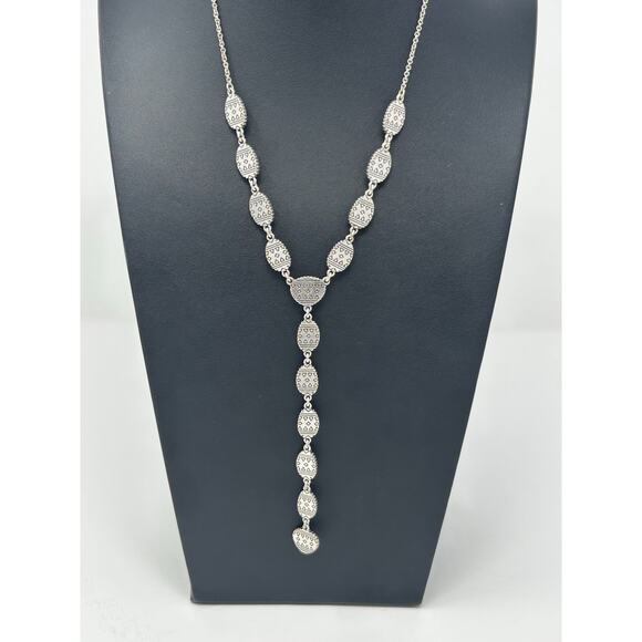 Lucky Brand Silver Tone Y Necklace with Faux Turquoise - Picture 2 of 6